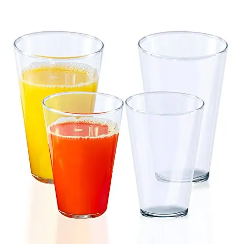 Stackable Beer Pints & Tumblers, Unbreakable Outdoor RV Camper Cups: 12oz & 16 oz | Dishwasher-safe, shatterproof plastic | Smooth Rims | BPA-Free Set of 8