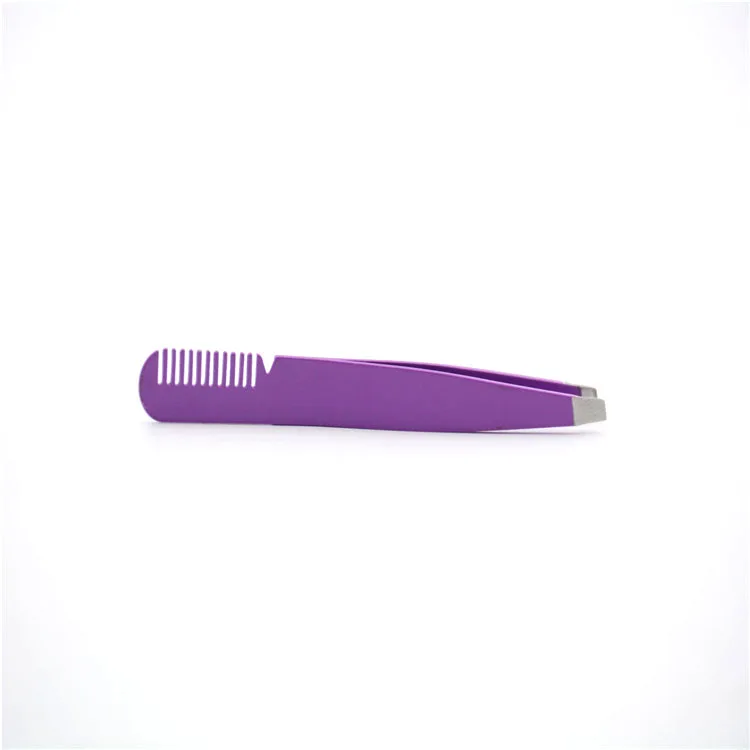 
Customized Color Laser Logo Stainless Steel Durable Eyebrow Tweezer With Comb 