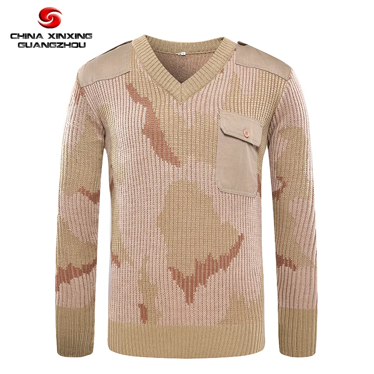 Good Quality Men's Knitted Army Military Desert Camouflage V Shape