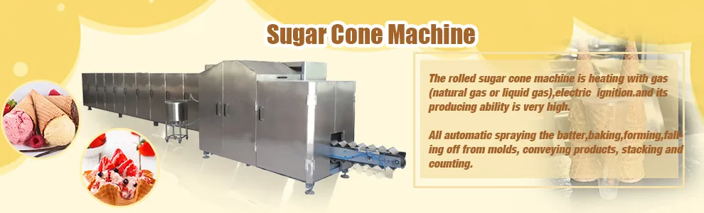 Large Capacity Automatic Making Rolled Sugar Icecream Gelato Cone Production Line Commercial Ice Cream Cone Machine For Sale