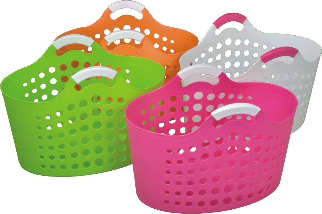 48L Haixing Mixed-Colour Shopping Baskets Plastic LDPE Laundry Basket for bathroom