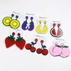 Korean Edition Acrylic Fruit Earring Watermelon Lemon Strawberry Summer Large Size Personality Exaggerated Cherry Earrings