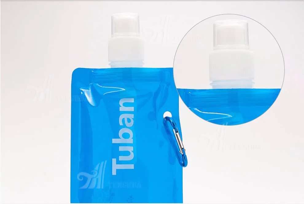 plastic 500 ml foldable water bottle , drinking water bag