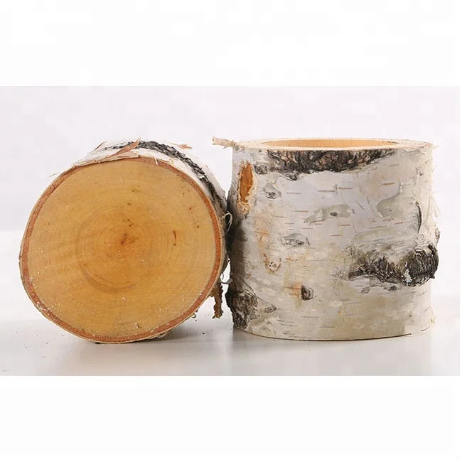 

Wholesale eco-friendly natural tree bark decorative candle holder or birch wooden planter box, Brown