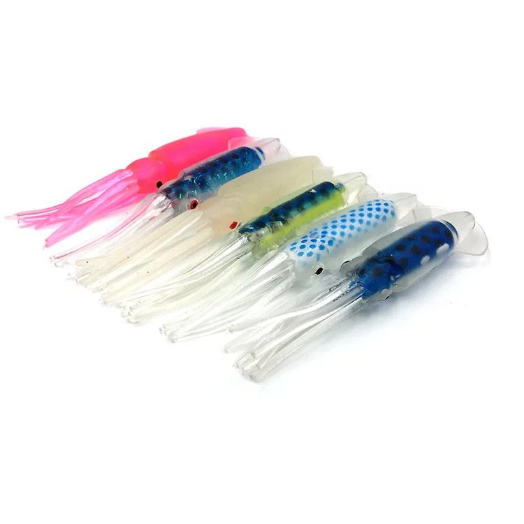 

12cm Soft Plastic PVC Luminous Squid Shape Saltwater Tuna Fishing Lure Squid Bait For Fishing, Any color