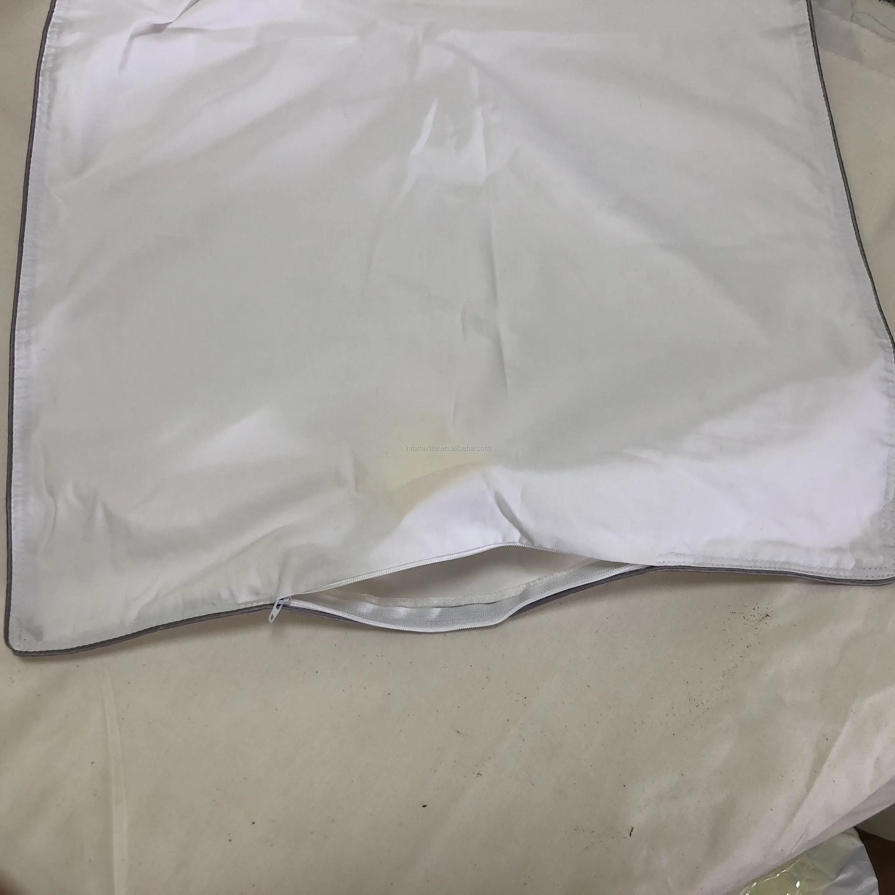 233TC  DOWN PROOF  100%COTTON   white color pillow shell with  piping AND HEIGHT  OR  3D MESH