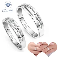 

Cheap Price Silver Cute Couple Rings Adjustable love letter Ring Wedding Ring