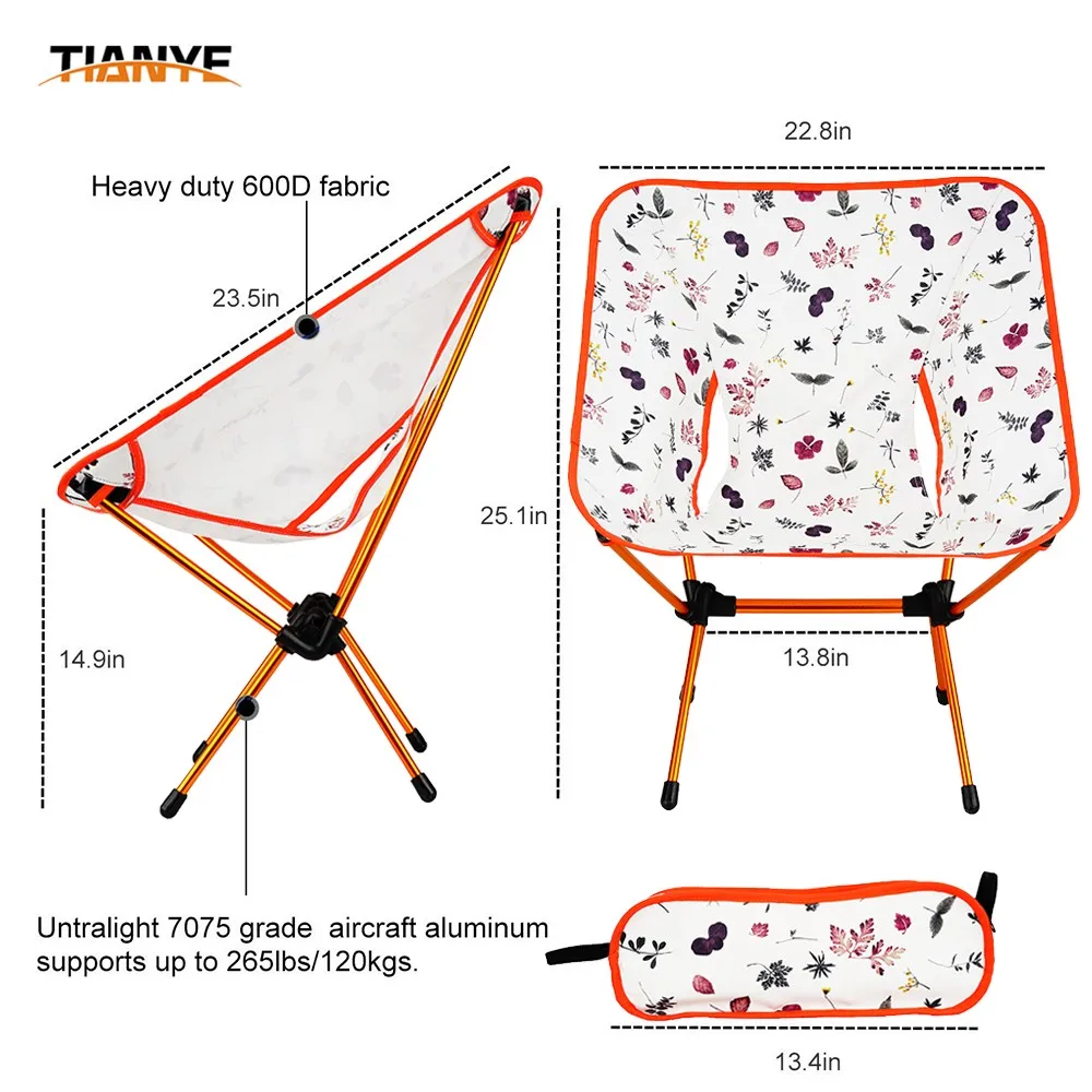 Orange Fabric Camping Relax Folding Floral Camping Chair Buy Camping