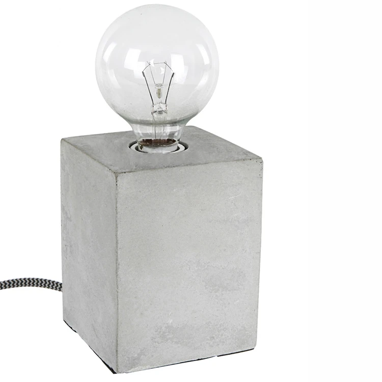 Concrete Ce Cement Round Base Table Lamp With Clear Glass Cylinder