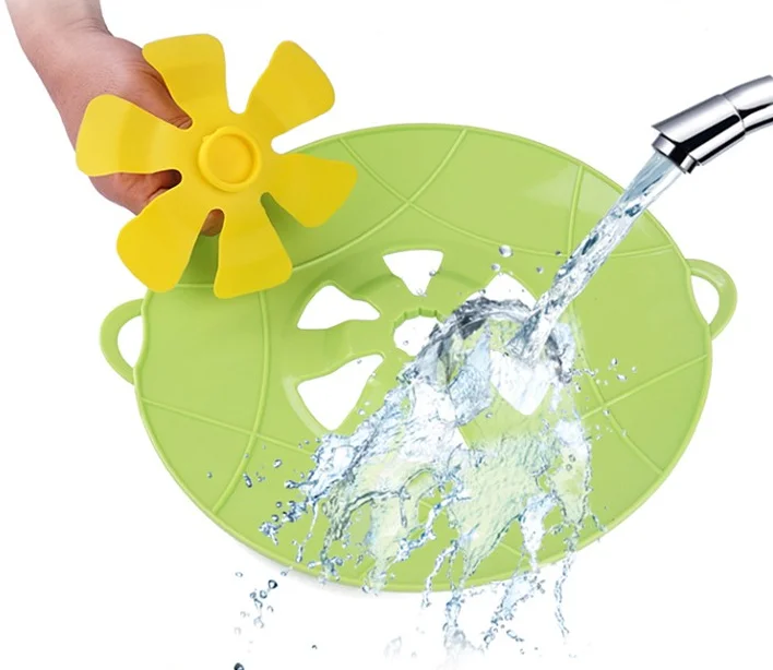 

Stopper Lid Cover And Spill Stopper Silicone Spill Stopper Pot Pan Lid Multi-Function Kitchen Tool, Green red yellow