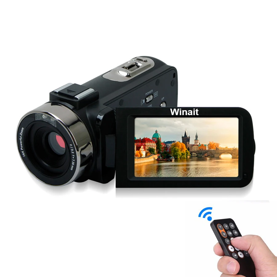 

New Style 24MP Night Vision Shooting Digital Video Camera HDV-301STRM 3.0" Touch Screen 1080P HD Camcorders Microphone Interface, Black