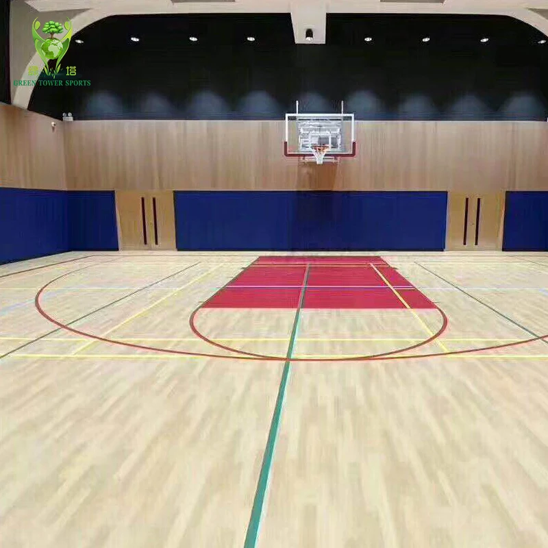 

Factory Supply Maple Grain Basketball Court Flooring Mat in Best Price, Red/ green/ blue