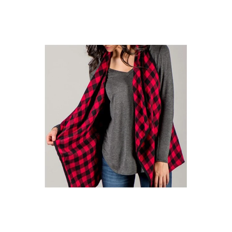 

Wholesale Fashion Women Print Red Plaid Vest, As picture