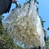 Luckygoods events lfb757 cream white silk long wisteria chandelier flower with plastic grids for wedding ceiling decoration