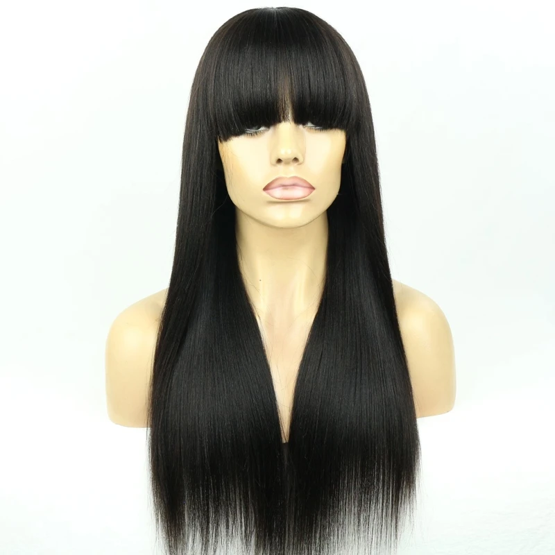 

Light yaki fringe frontal human hair wig
