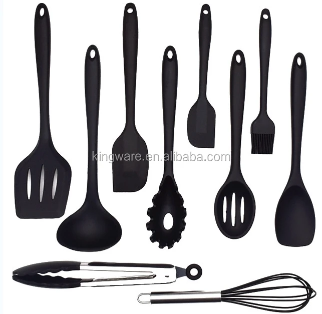 

Amazon hot sell 10pcs baking non stick cooking utensils cookware ladle spoon scraper silicone spatula silicone kitchen tool set