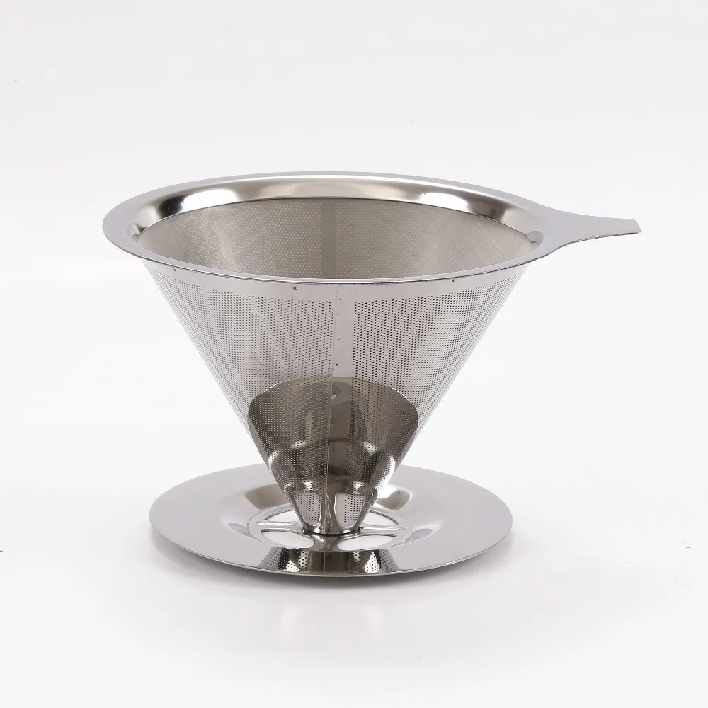 Fine Double Layers Stainless Steel Reusable Coffee Filter Basket Pour