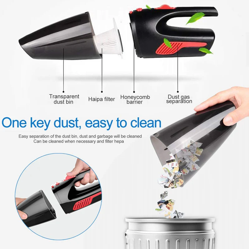 Portable handheld 120W 6KPA dry wet cordless car vacuum cleaner high power for car interior home clean