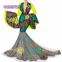 

Party Evening Dress Two Pieces Women Half Sleeve Crop Tops & Long Maxi Skirt Sets African Mermaid Maxi Clothing 6XL BRW WY3449