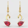LOZRUNVE Exquisite 925 Silver Jewelry Ruby CZ Stone Red Swan Dangle Earring