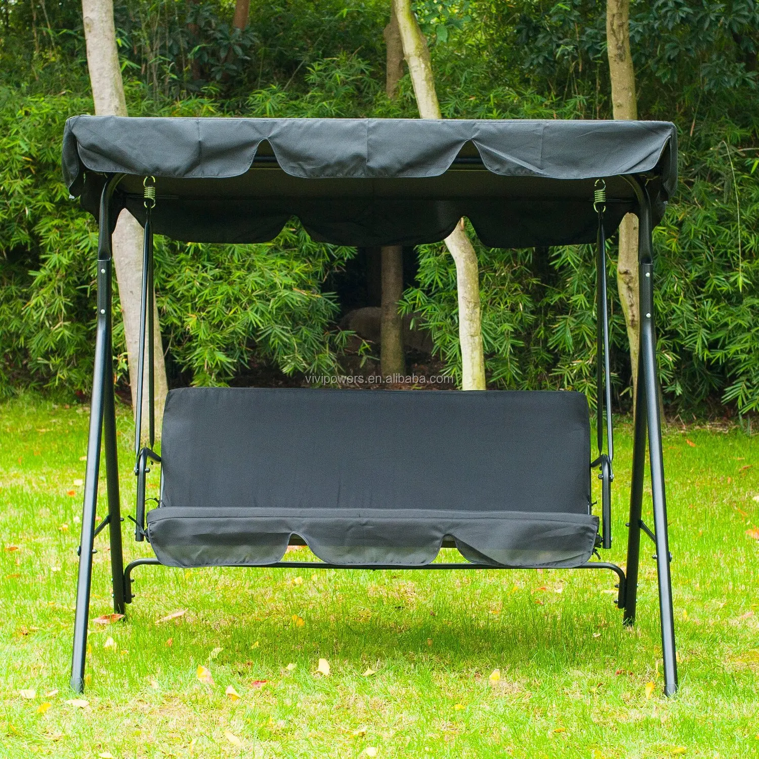 2 Person Canopy Swing Chair Patio Hammock Seat Cushioned Furniture Steel 3 Color 