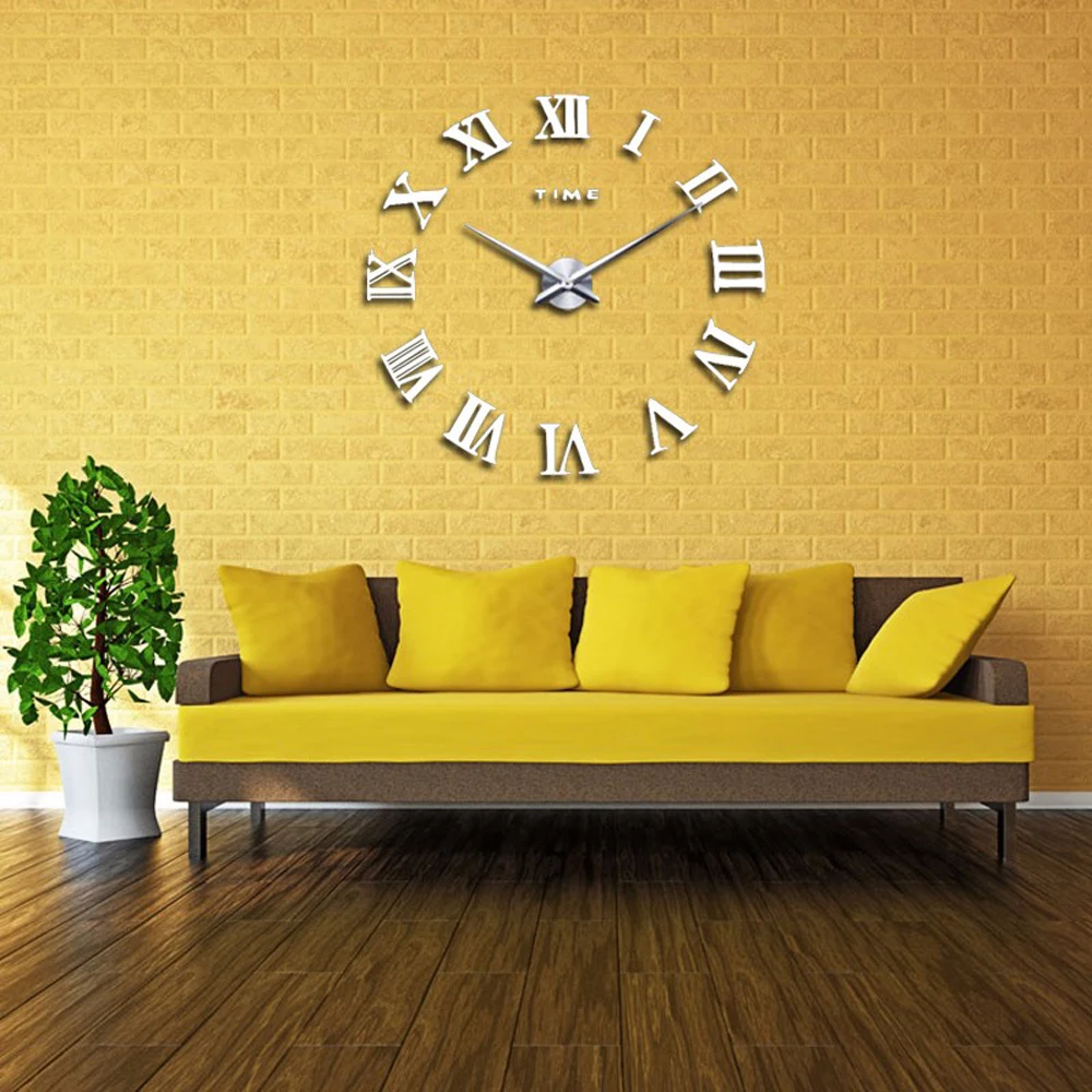 
Preciser 3D DIY Large Clock Acrylic Mirror Effect Kitchen Wall Clock 