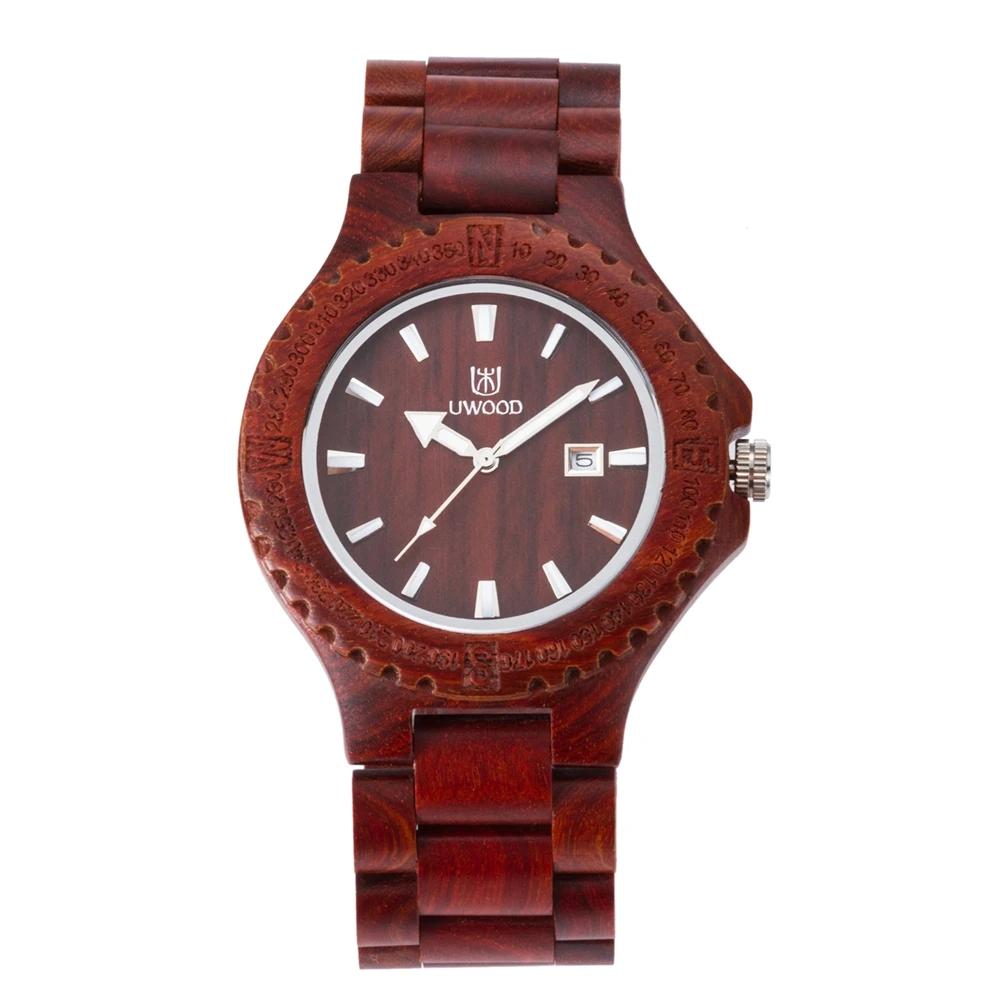 

UWOOD UW1005 OEM Wooden Watches for Male Luxury Casual Custom Logo Men's Wood Wristwatch, 4 color for you choose