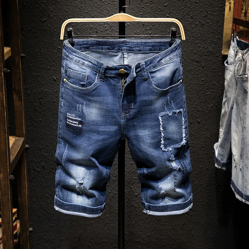 High Quality Jeans Shorts Men's Summer Stretch Denim Pants Boys Short ...