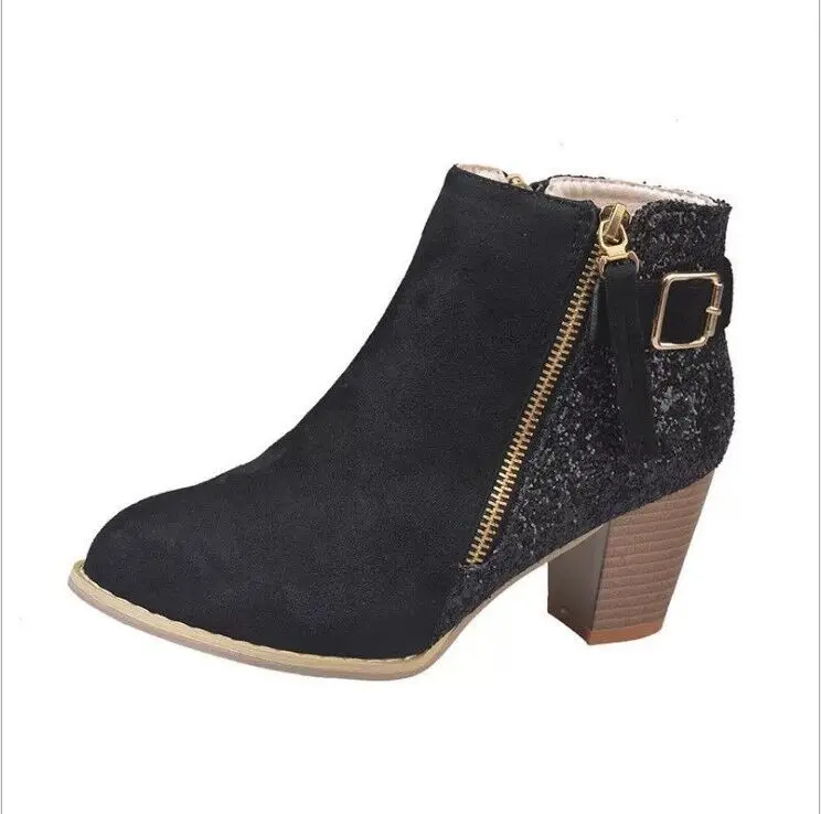 sparkly low heel boots