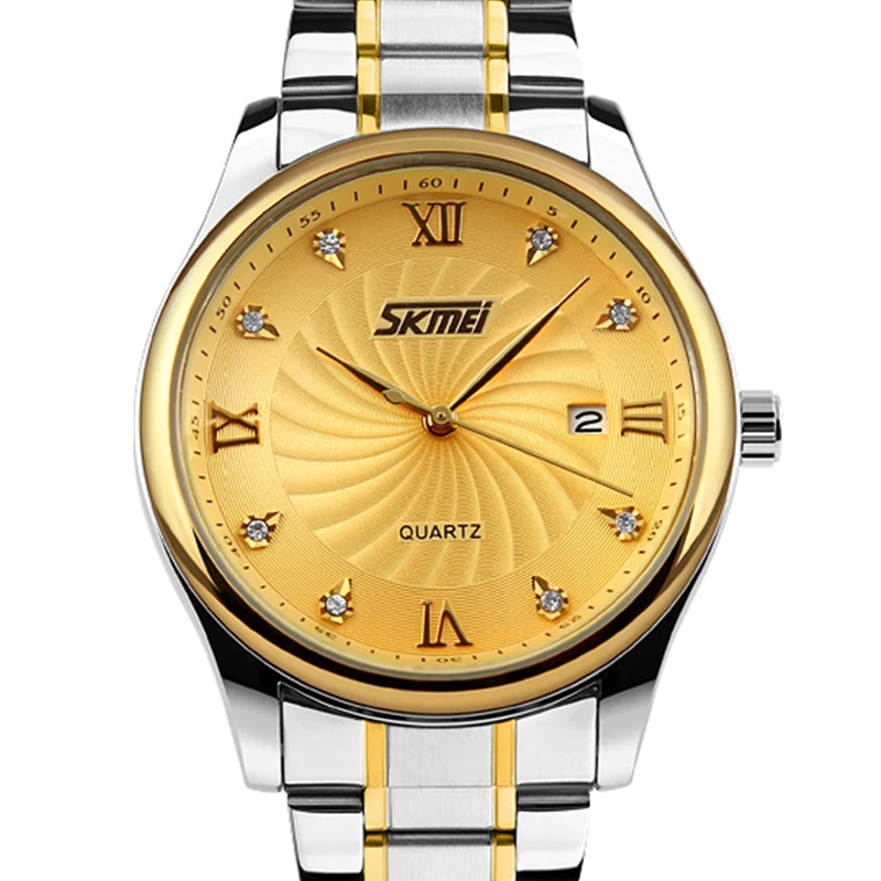 

SKMEI hot sale fashion manufacturer gold mens stainless steel quartz wristwatch #9101, N/a