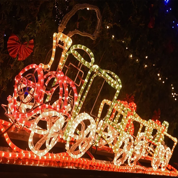 Outdoor Lighted Train Rope Light Christmas Yard Lighted Display For