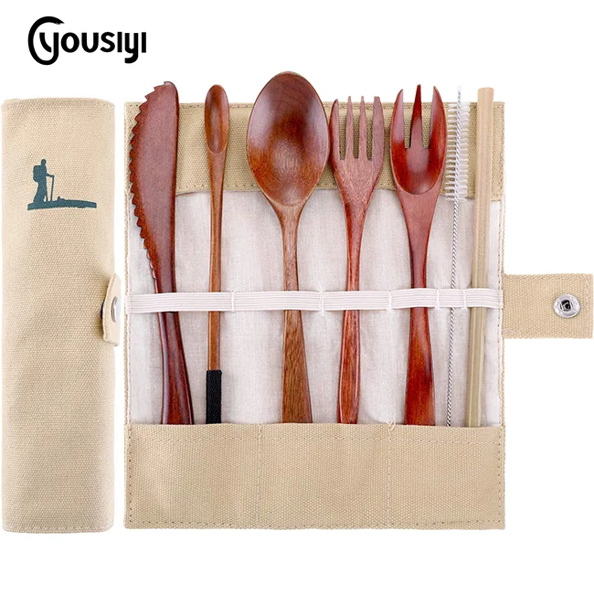 

Eco Friendly Disposable wooden biodegradable Reusable Wooden Bamboo Cutlery Travel Set, Black;gold;rose gold;silver;pink;blue