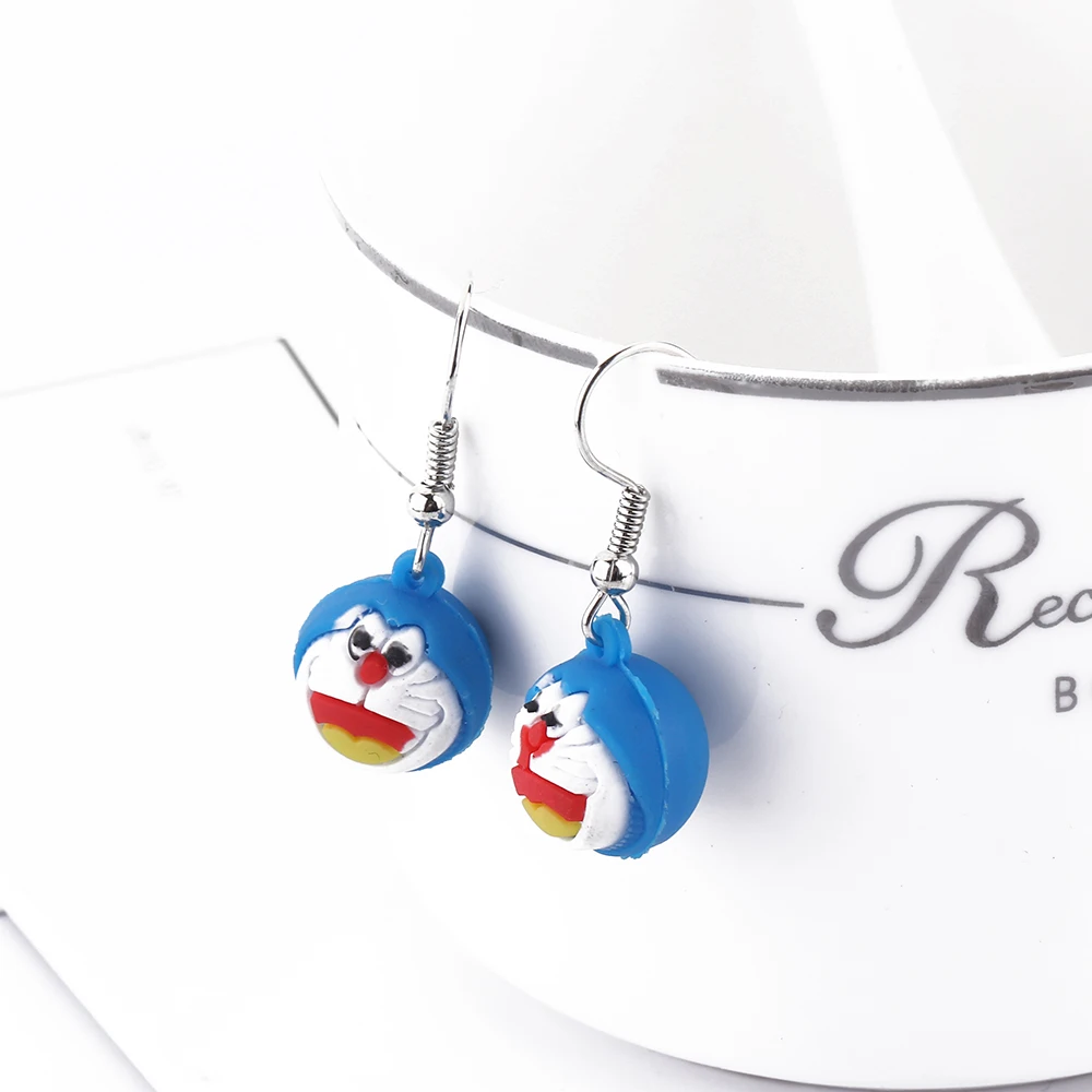 New Design Cute Adorable Blue Doraemon Head Silicone Ear Hook Pendant