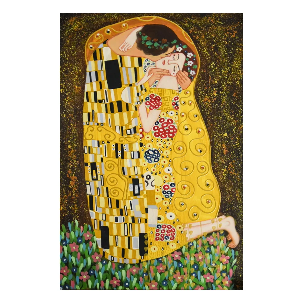 Museum Quality Gustav Klimt Beijo Puro Handmade Da Folha de Ouro Famosos Reprodução Da Pintura A Óleo Da Arte Da Lona Decorativo para Galeria de Arte