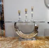 CD028 Guangzhou furniture market hallway furniture modern antique reproduction stainless steel marble console table