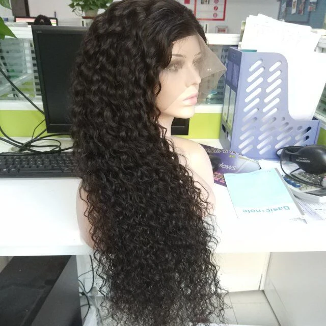 

360 Lace Frontal Wigs With Baby Hair 250% Density Water Wave Brazilian Remy Hair Pre Plucked 180% Human Hair Wig, #1b natural black (can made any colors you want)