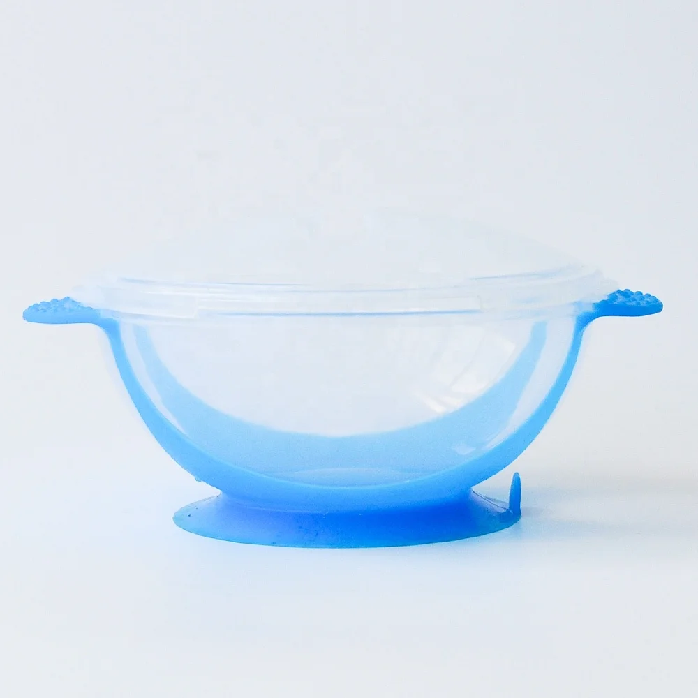 
Super Stable Suction Infant Fruit / Noodle Bowl With Spoon And Lid Silicone Baby Bowl 
