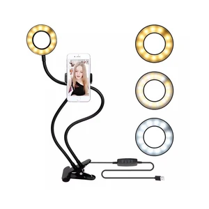 Portable Flexible Led ring light Clip On desk Smart Led Lamp phone holder
