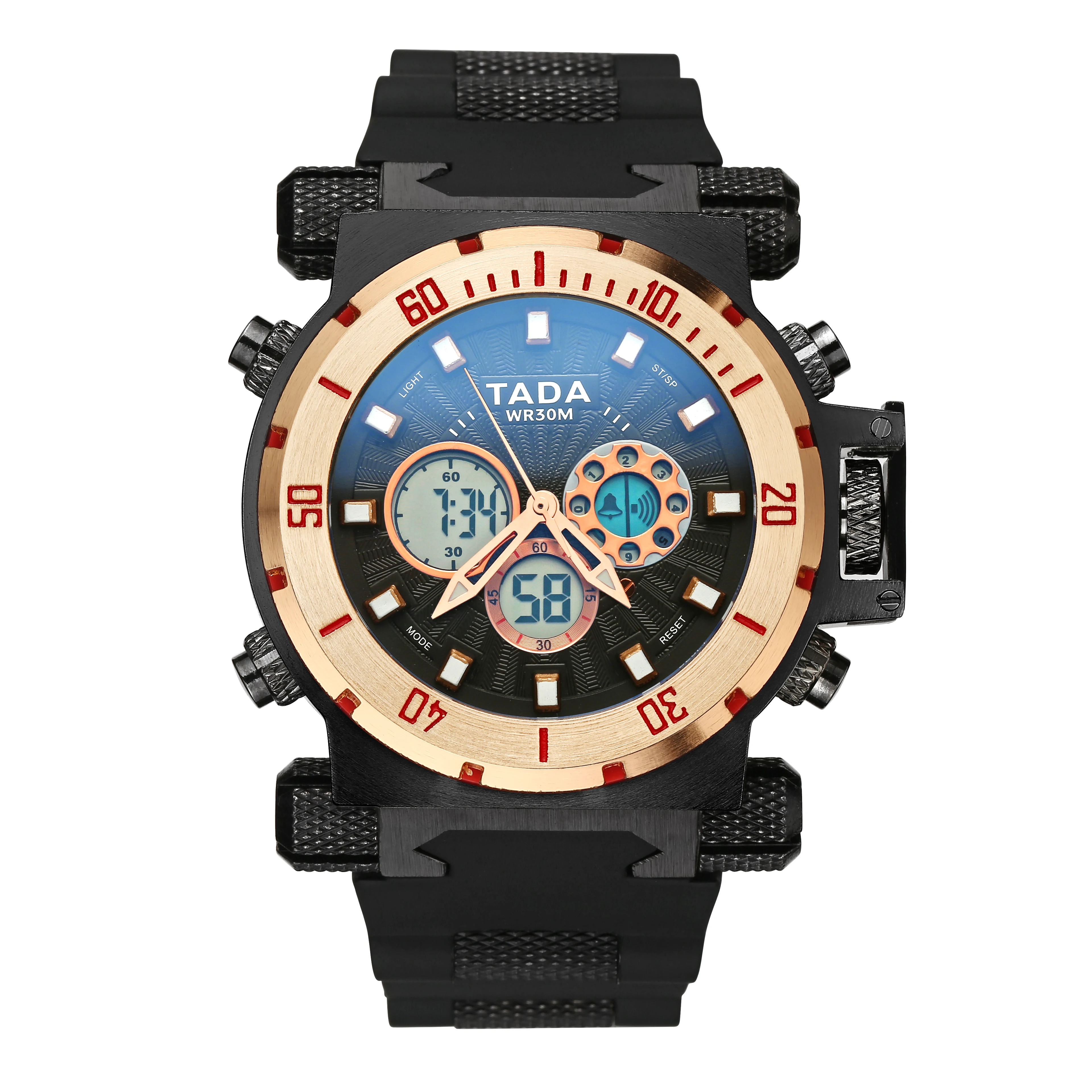 Top Luxury TADA Brand T6001 Blue Glasses 3ATM Waterproof Military Watches Men Hot Sales Men's Quartz Led Digital Watches Clock