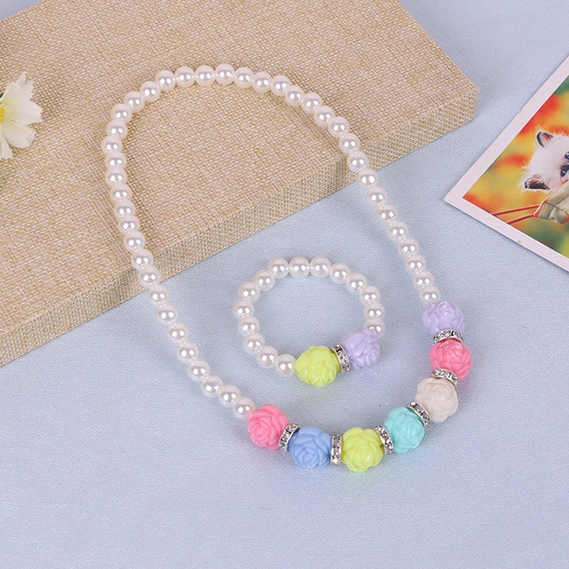 

Fancylove Children Pearl Necklace Jewelry for Little Girls Necklace Bracelet Set, As the picture shows