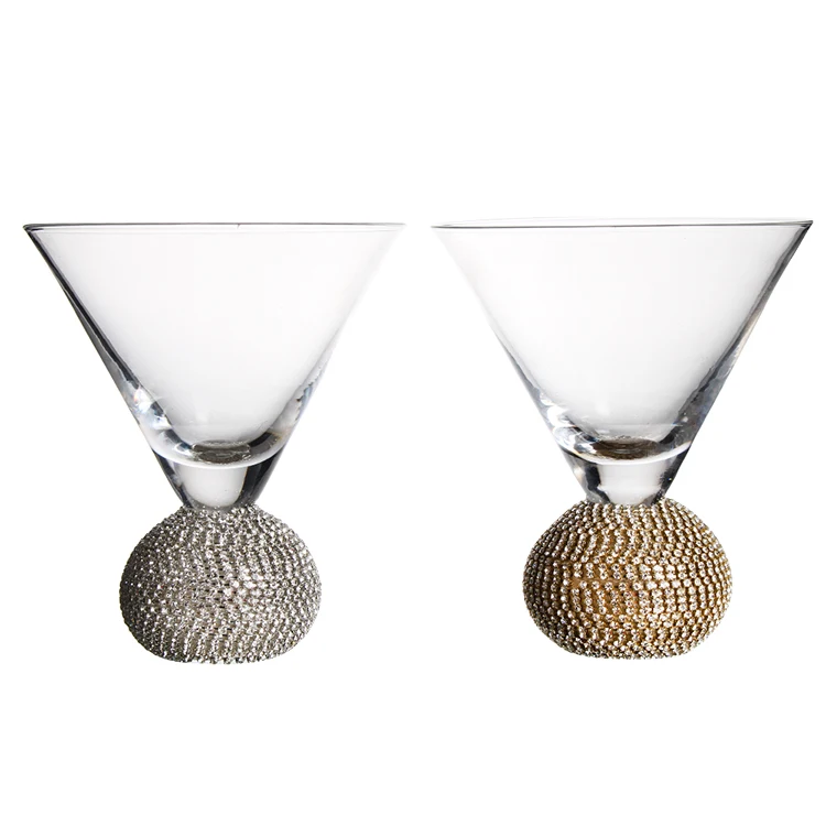 Jewel Silver Engraving Ball Base Bottom Stemless Martini Glass Buy