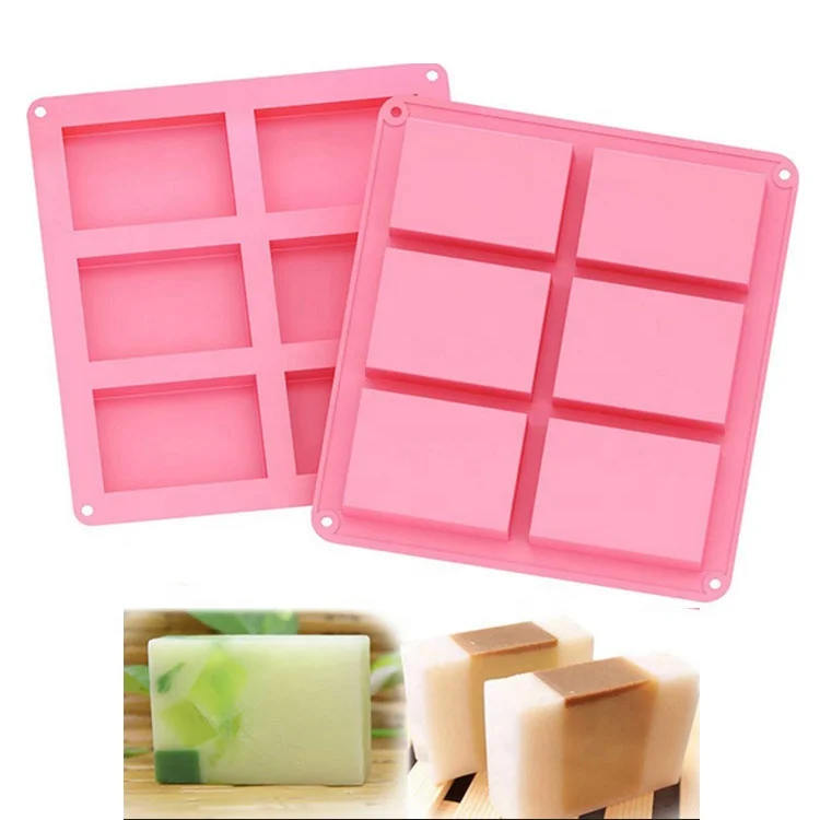 Easy release 6 Cavities  Rectangle silicone soap mold for making soap 100g
