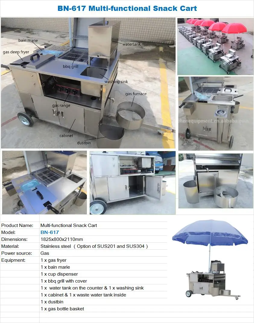 Commercial Snack Food Vending Cart With Wheels/hot Selling Food Cart