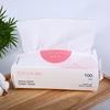 2019 hot sell pink outer package softly hand feel makeup wipes cotton facial tissue