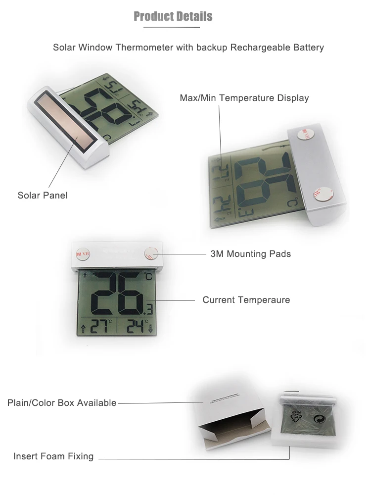 Solar Power Window Outdoor Thermometer With Max-min Temperature - Buy Solar  Power Window Outdoor Thermometer With Max-min Temperature Product on