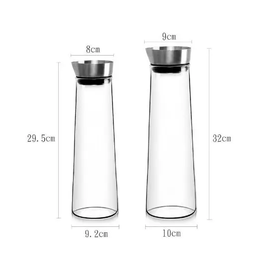 1 5l Clear Glass Water Jug Pitcher With Stainless Steel Cover Lid Buy Glass Water Pitcher