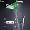 Hot and Cold High Flow Shower Head Set Wall Mounted LED Rain Shower System Massage Waterfall Bath