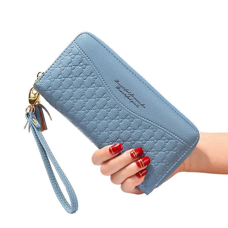 

FD1016 Korea Style Women Lady Embossing Pattern Clutch Cute Cheap Large Leather Female Purses For Women, Deep pink, maroon, black, blue, pink, etc