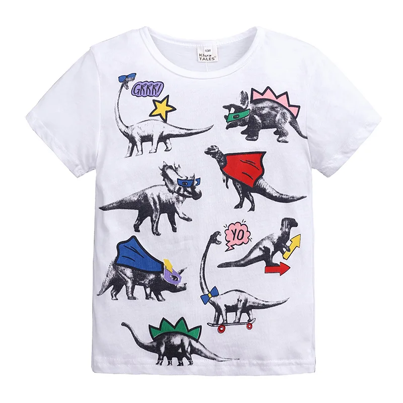 

2018 Summer Boys Short Sleeve T Shirts Cartoon Print T-shirt Dinosaur Tee Shirt Cotton Tops for Kids Children Clothing, As picture