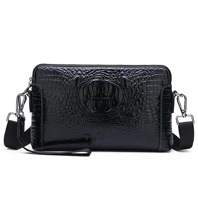 

New style crocodile pattern young men's Messenger bag fashion casual trend middle-aged clutch bag multi-function small bag, 3colors